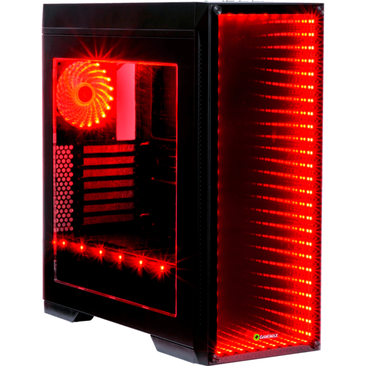 Gabinete Gamer GameMax Infinit M908 GGM RGB, Mid Tower, Com 3 Fans, Lateral Acrílico, Black, Sem Fonte