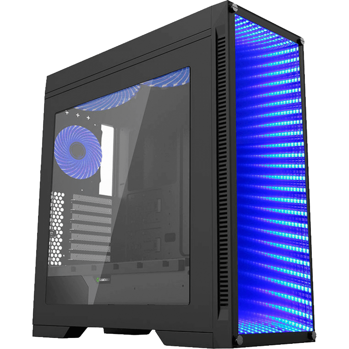 Gabinete Gamer GameMax Infinit M908 GGM RGB, Mid Tower, Com 3 Fans, Lateral Acrílico, Black, Sem Fonte