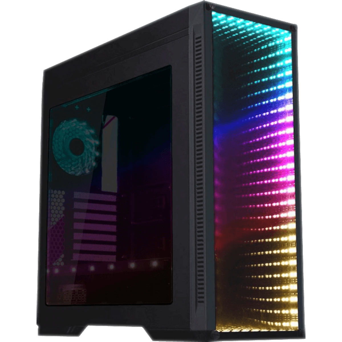 Gabinete Gamer GameMax Infinit M908 GGM RGB, Mid Tower, Com 3 Fans, Lateral Acrílico, Black, Sem Fonte