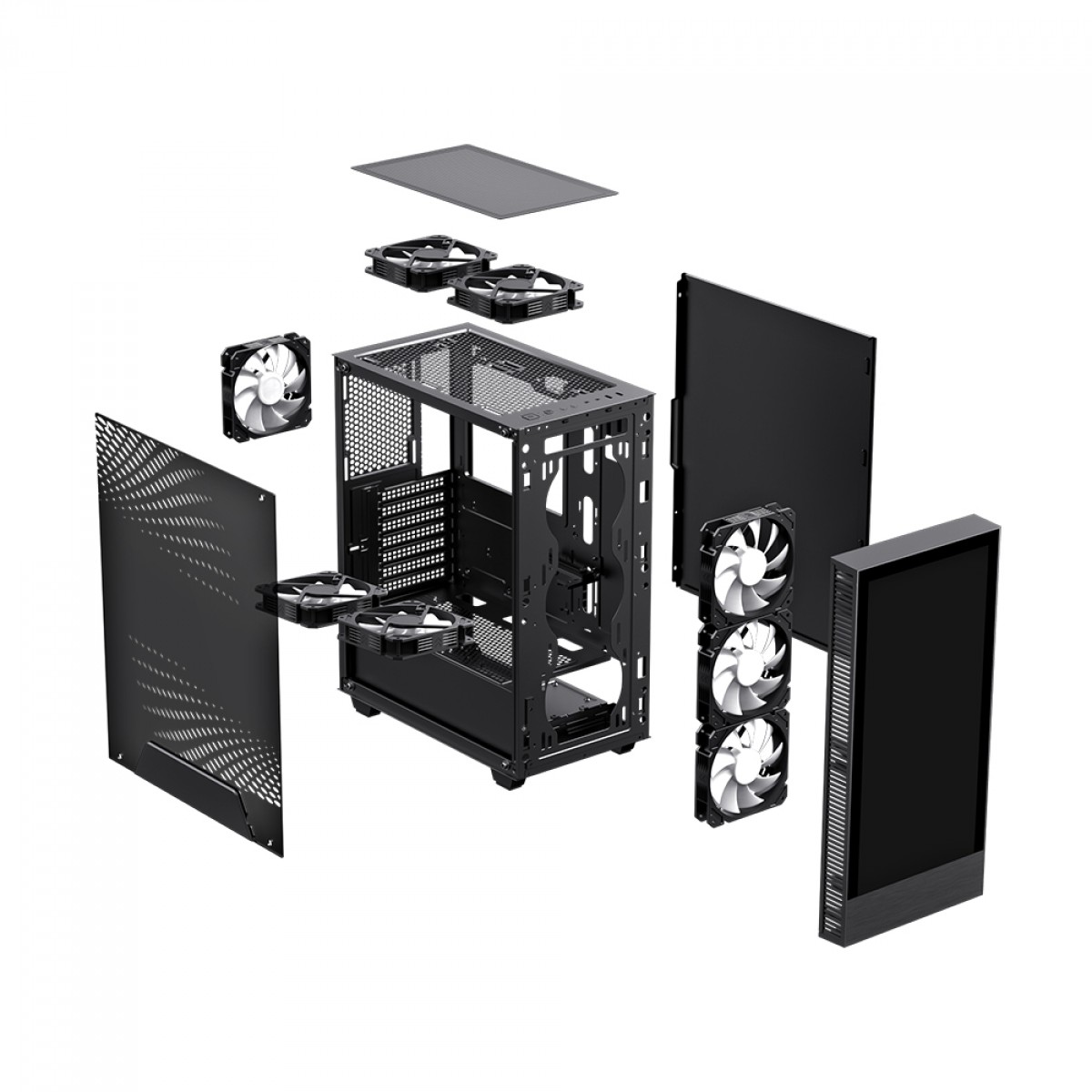 Gabinete Gamer Gamemax Kreator, Mid Tower, Vidro Temprado, ARGB, ATX, Black, Sem Fonte, Sem Fan