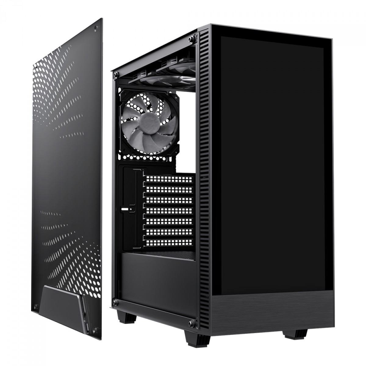 Gabinete Gamer Gamemax Kreator, Mid Tower, Vidro Temprado, ARGB, ATX, Black, Sem Fonte, Sem Fan