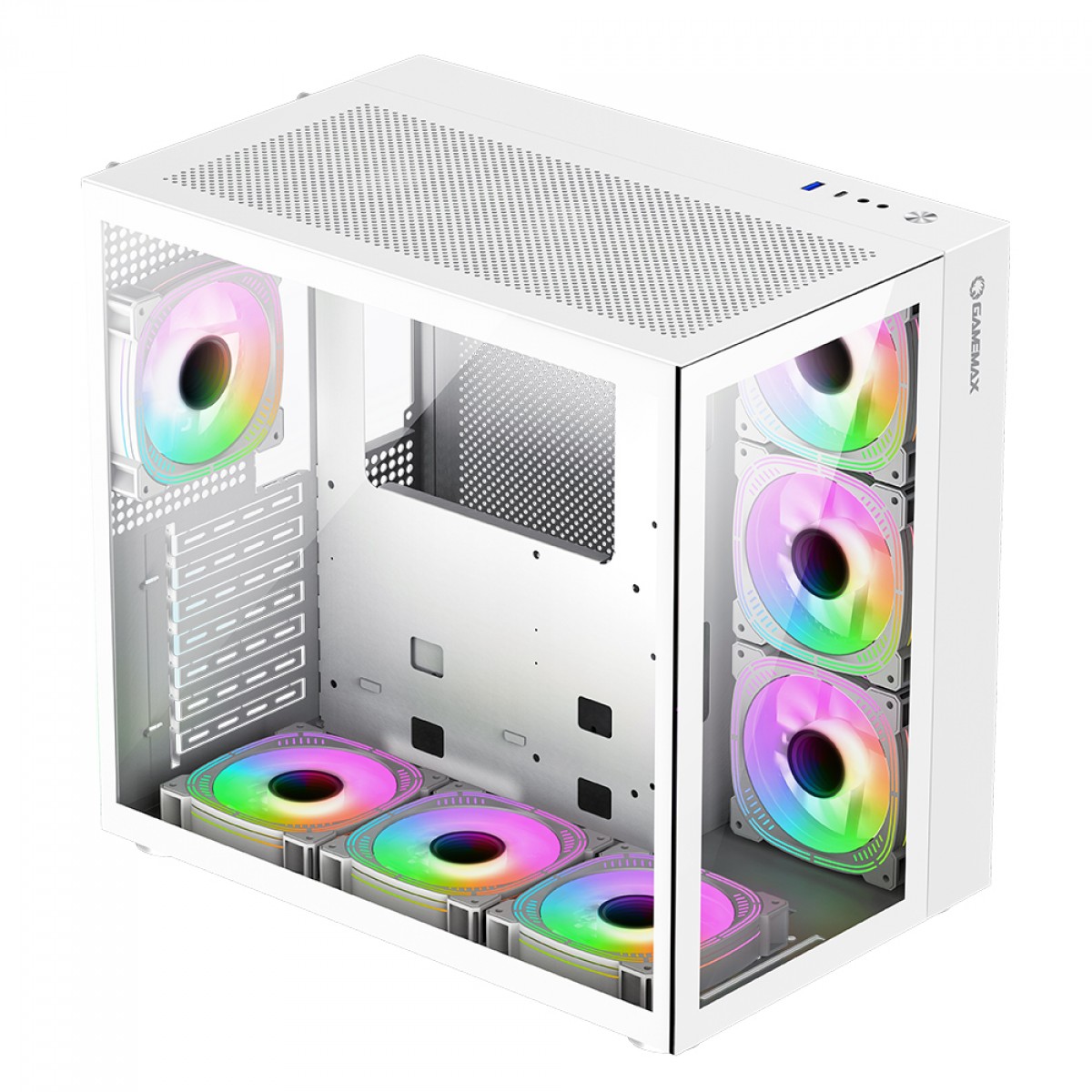 Gabinete Gamer Gamemax Lucent White, Mid Tower, ATX, Vidro Temperado, Branco, Sem Fans