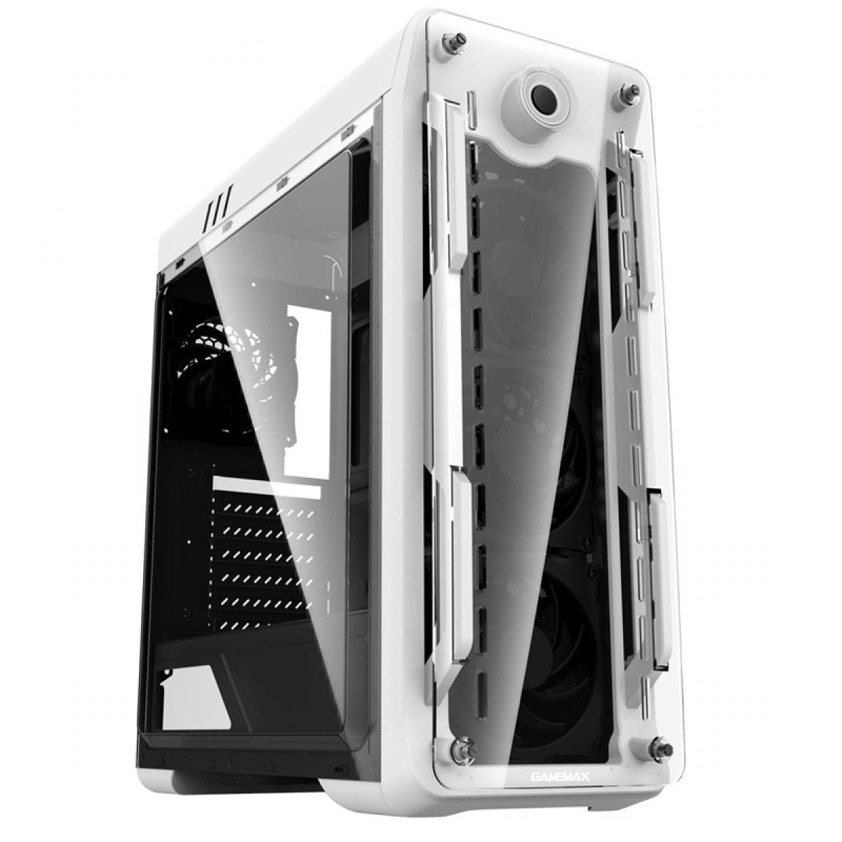 Gabinete Gamer Gamemax Optical G510, Mid Tower, Com 3 Fans, Vidro Temperado, White, Sem Fonte