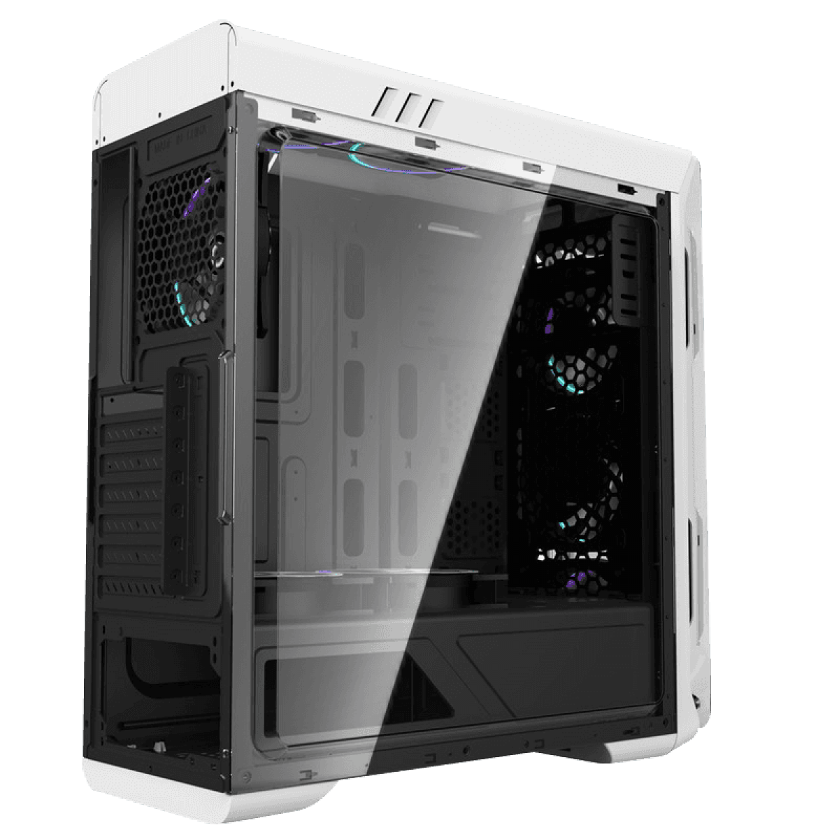 Gabinete Gamer Gamemax Optical G510, Mid Tower, Com 3 Fans, Vidro Temperado, White, Sem Fonte