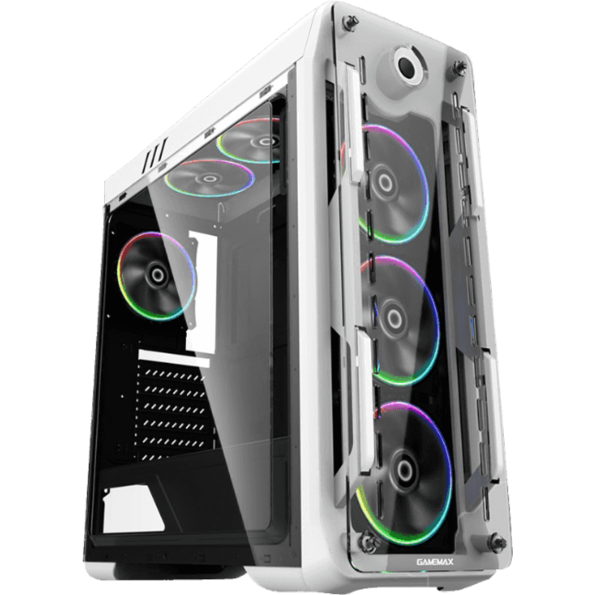 Gabinete Gamer Gamemax Optical G510, Mid Tower, Com 3 Fans, Vidro Temperado, White, Sem Fonte