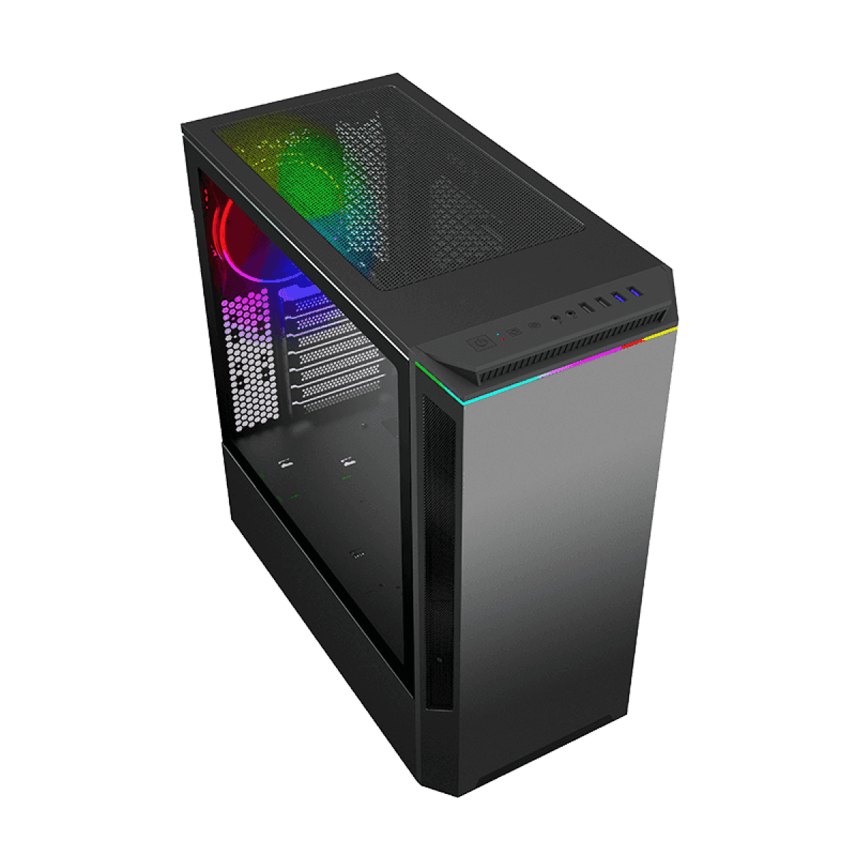 Gabinete Gamer Gamemax Paladin T801, Mid Tower, ARGB, Vidro Temperado, Black, E-ATX, Sem Fonte, Com 1 Fan