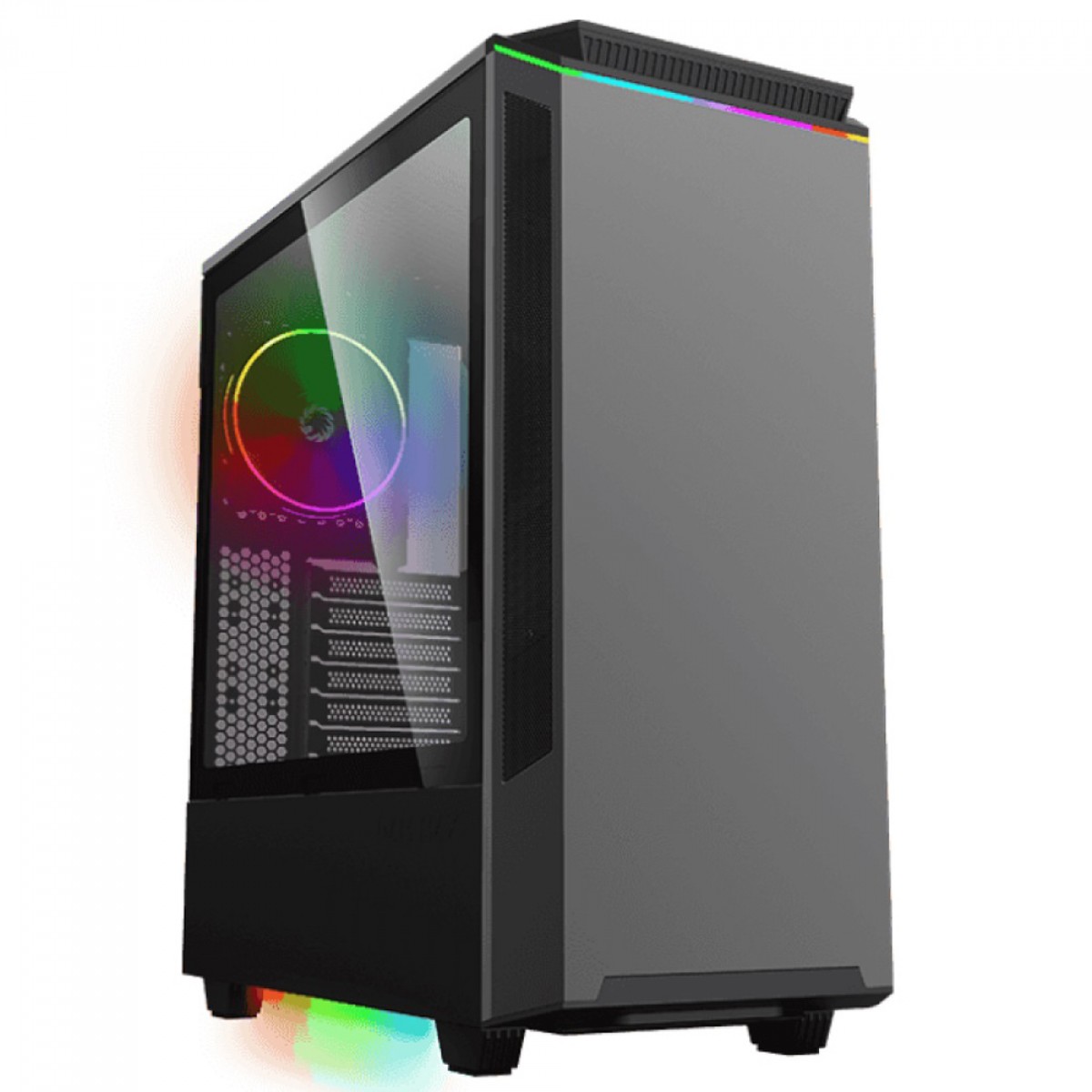 Gabinete Gamer Gamemax Paladin T801, Mid Tower, ARGB, Vidro Temperado, Black, E-ATX, Sem Fonte, Com 1 Fan