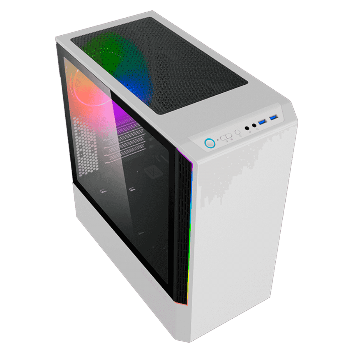 Gabinete Gamer Gamemax Panda, Mid Tower, Vidro Temperado, White, Sem Fonte, Com 1 Fan