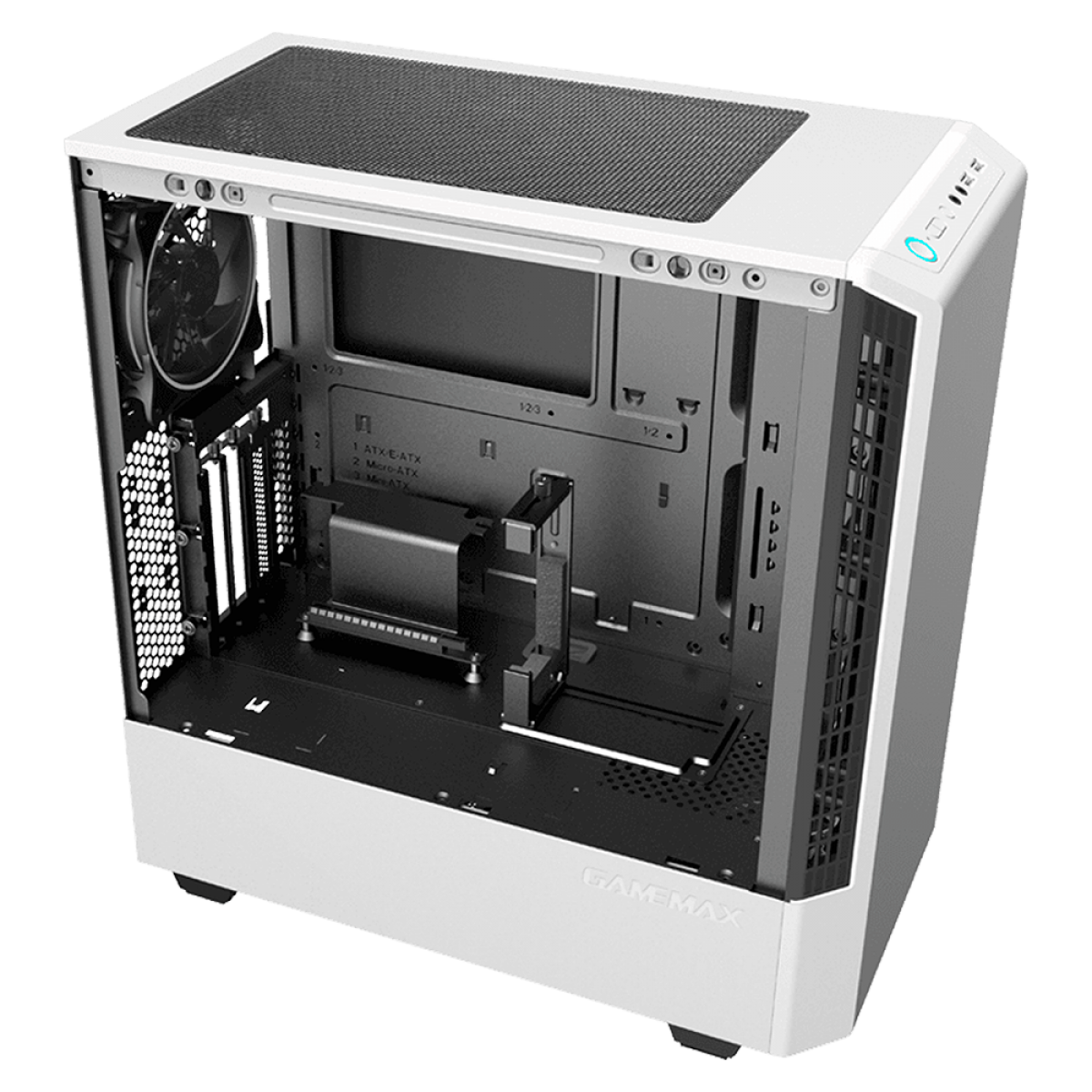 Gabinete Gamer Gamemax Panda, Mid Tower, Vidro Temperado, White, Sem Fonte, Com 1 Fan