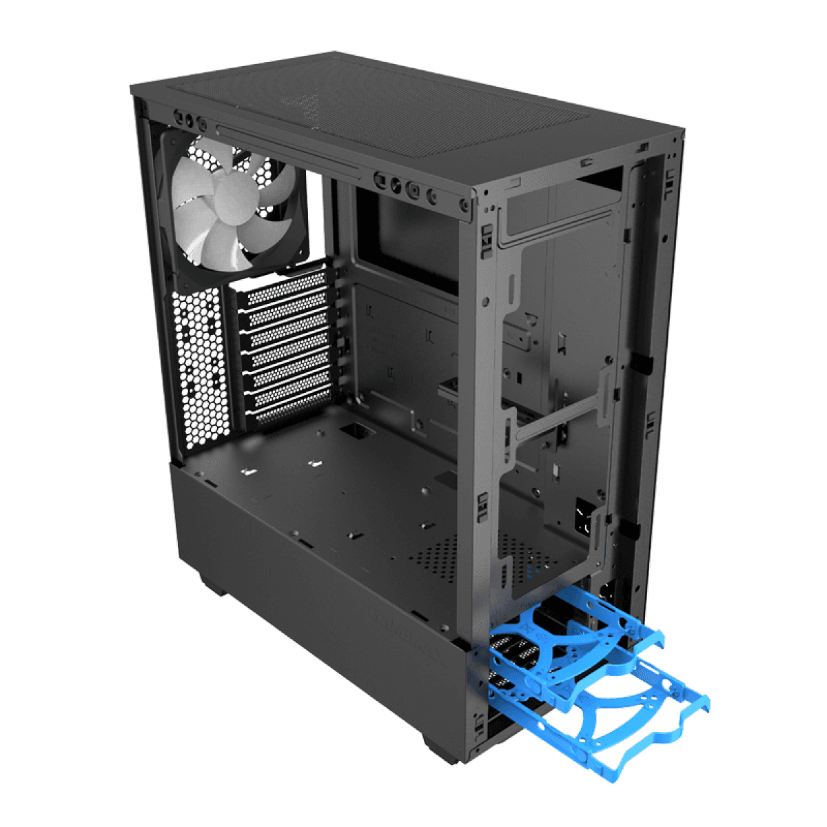 Gabinete Gamer Gamemax Panda,  Mid Tower, Vidro Temperado, Black, Sem Fonte, Com 1 Fan