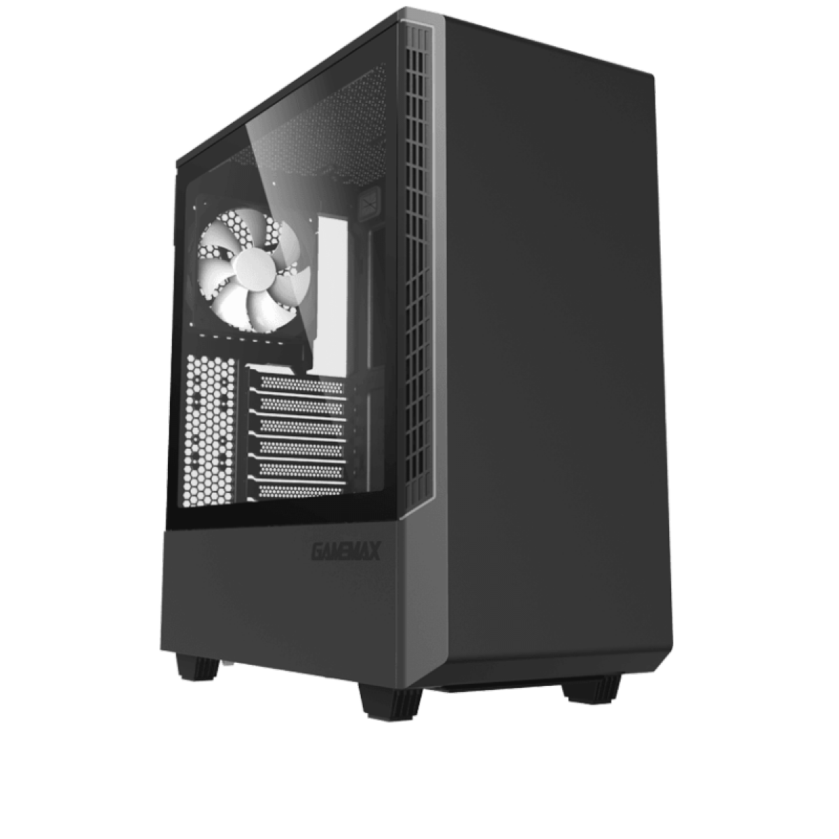 Gabinete Gamer Gamemax Panda,  Mid Tower, Vidro Temperado, Black, Sem Fonte, Com 1 Fan