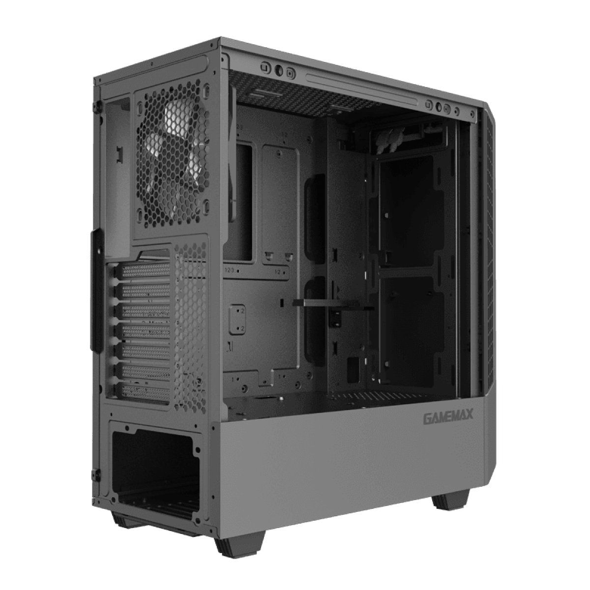 Gabinete Gamer Gamemax Panda,  Mid Tower, Vidro Temperado, Black, Sem Fonte, Com 1 Fan