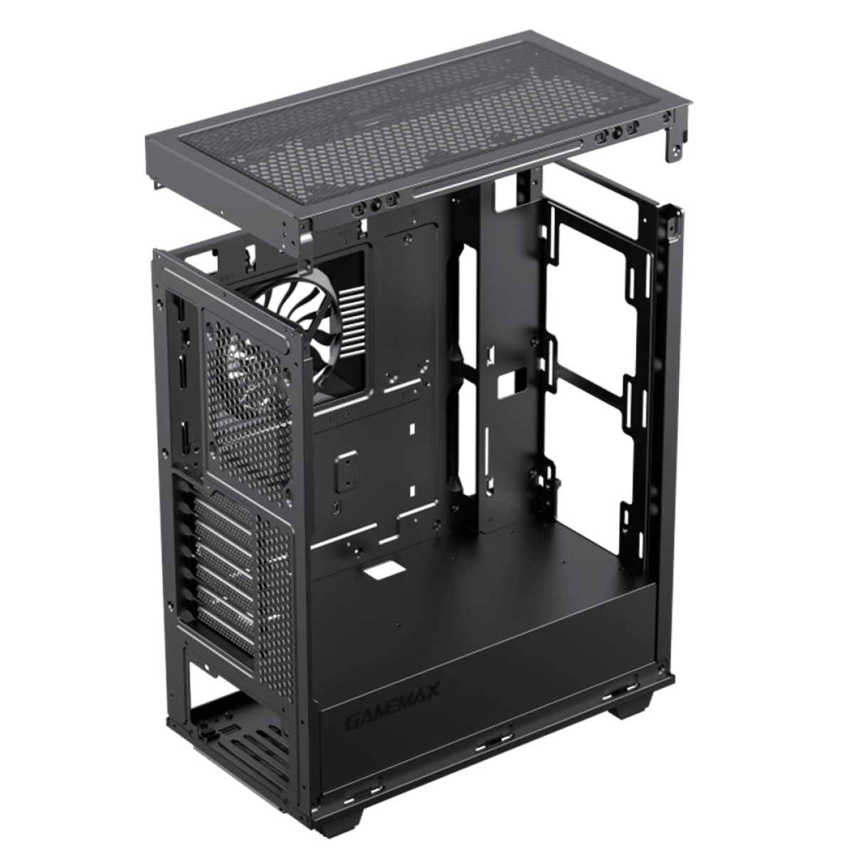 Gabinete Gamer Gamemax Precision, ARGB, 8808, Black, Mid Tower, Vidro Temperado, E-ATX, Sem Fonte, Com 2 Fans