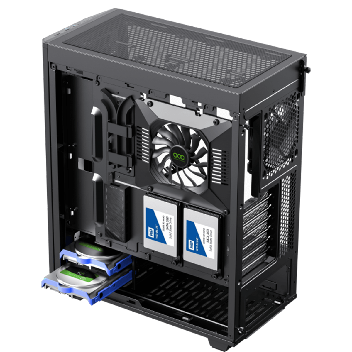 Gabinete Gamer Gamemax Precision, ARGB, 8808, Black, Mid Tower, Vidro Temperado, E-ATX, Sem Fonte, Com 2 Fans