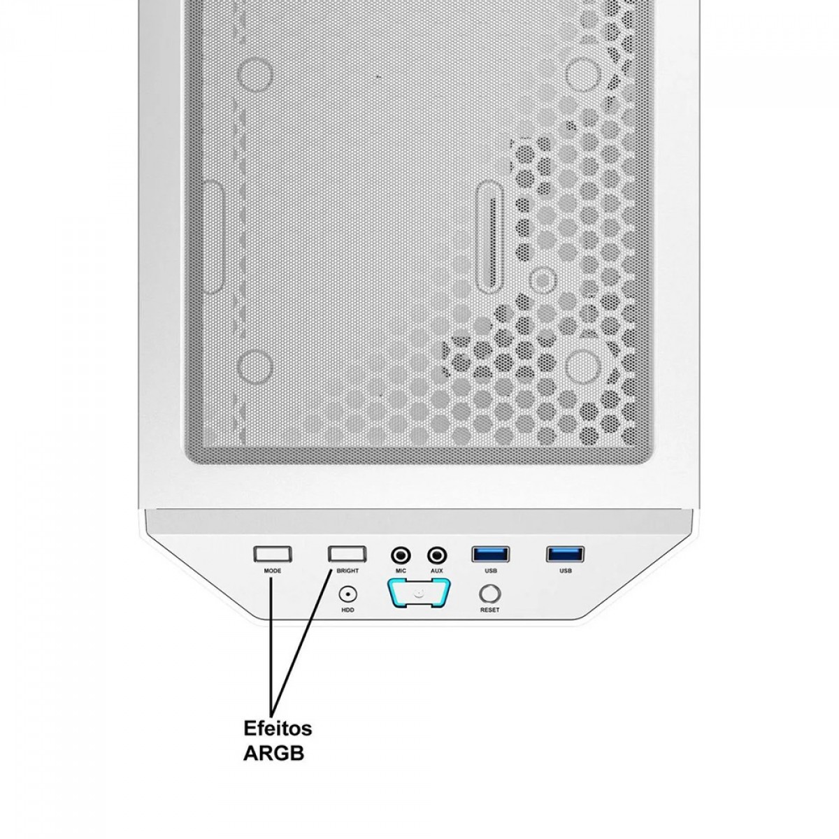 Gabinete Gamer Gamemax Precision, ARGB, 8808, White, Mid Tower, Vidro Temperado, E-ATX, Sem Fonte, Com 2 Fans
