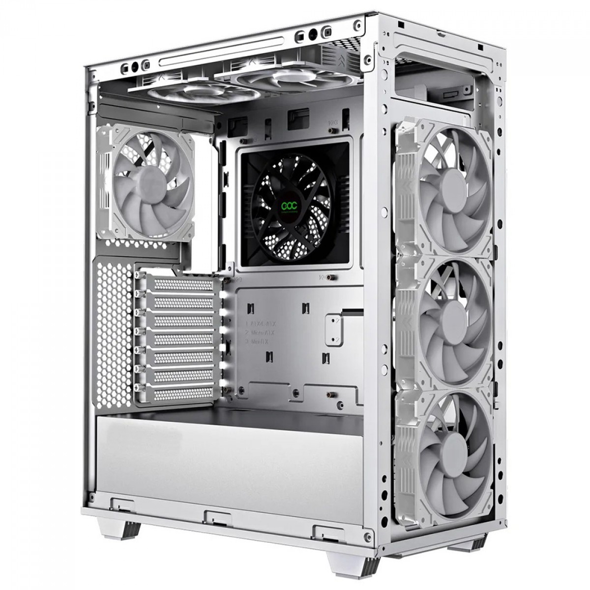 Gabinete Gamer Gamemax Precision, ARGB, 8808, White, Mid Tower, Vidro Temperado, E-ATX, Sem Fonte, Com 2 Fans