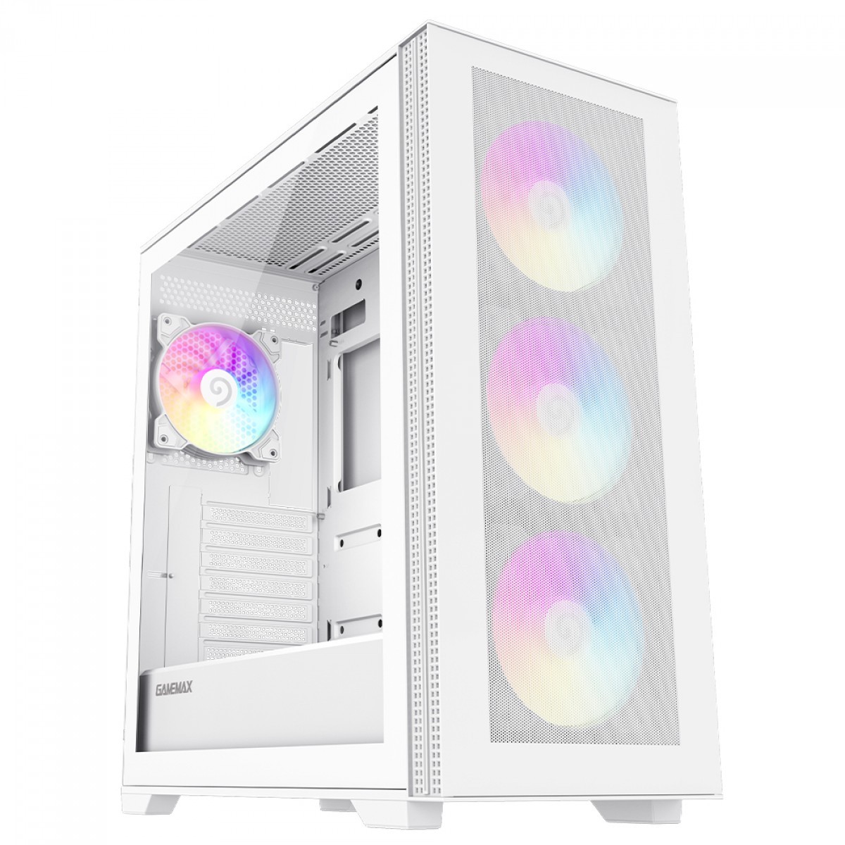 Gabinete Gamer Gamemax Quest Mesh, White, Mid Tower, Vidro Temperado, E-ATX, Sem Fonte, Sem Fan