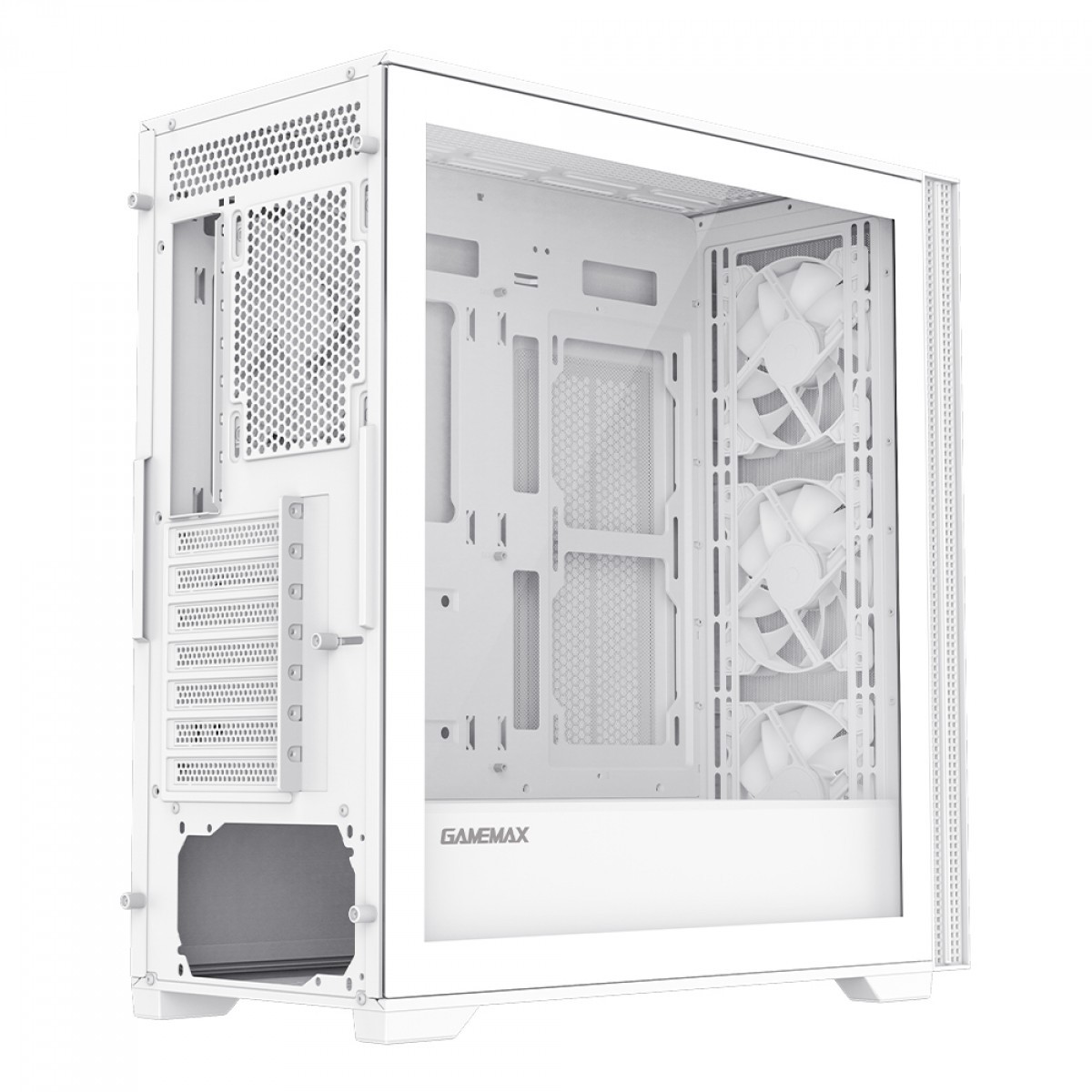 Gabinete Gamer Gamemax Quest Mesh, White, Mid Tower, Vidro Temperado, E-ATX, Sem Fonte, Sem Fan