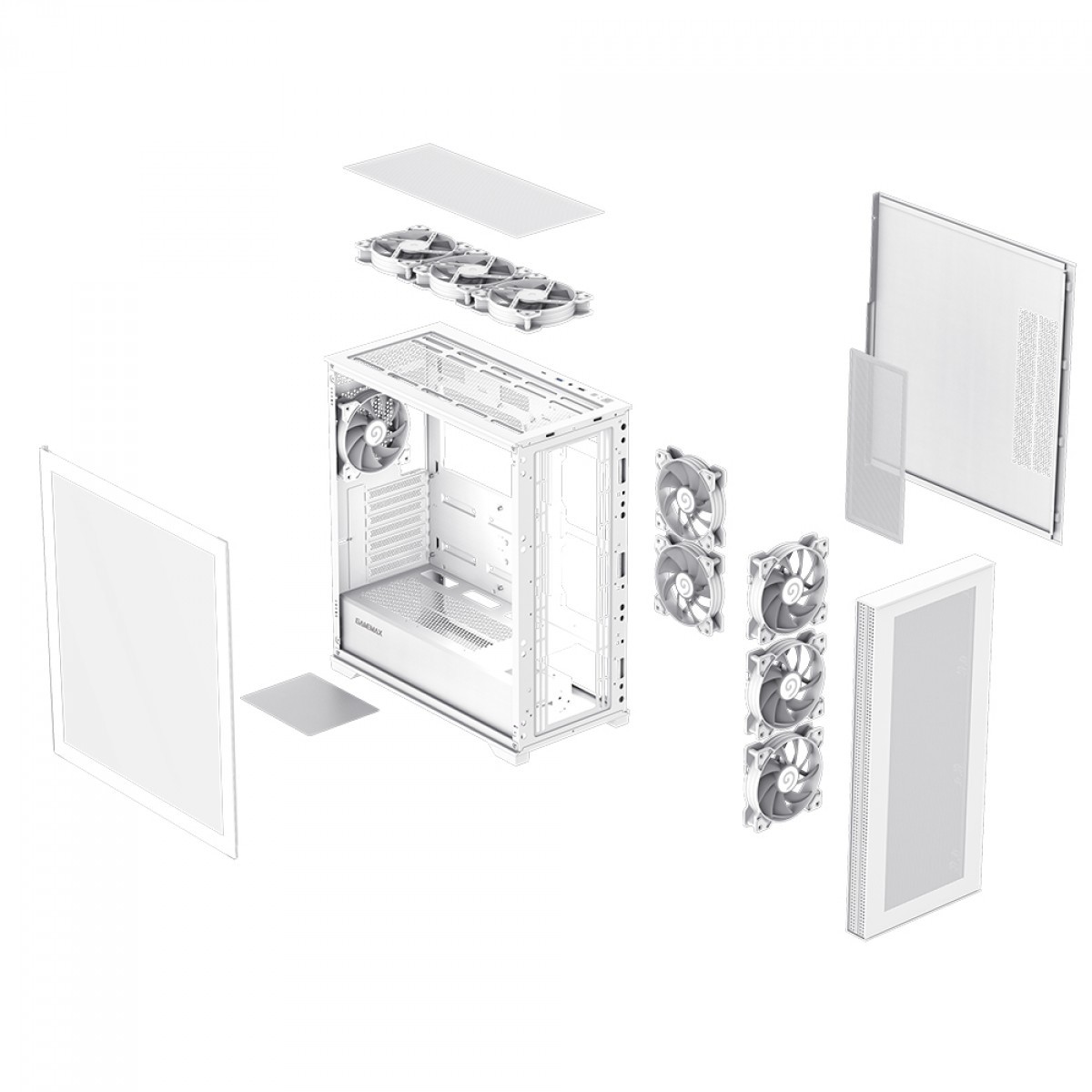 Gabinete Gamer Gamemax Quest Mesh, White, Mid Tower, Vidro Temperado, E-ATX, Sem Fonte, Sem Fan