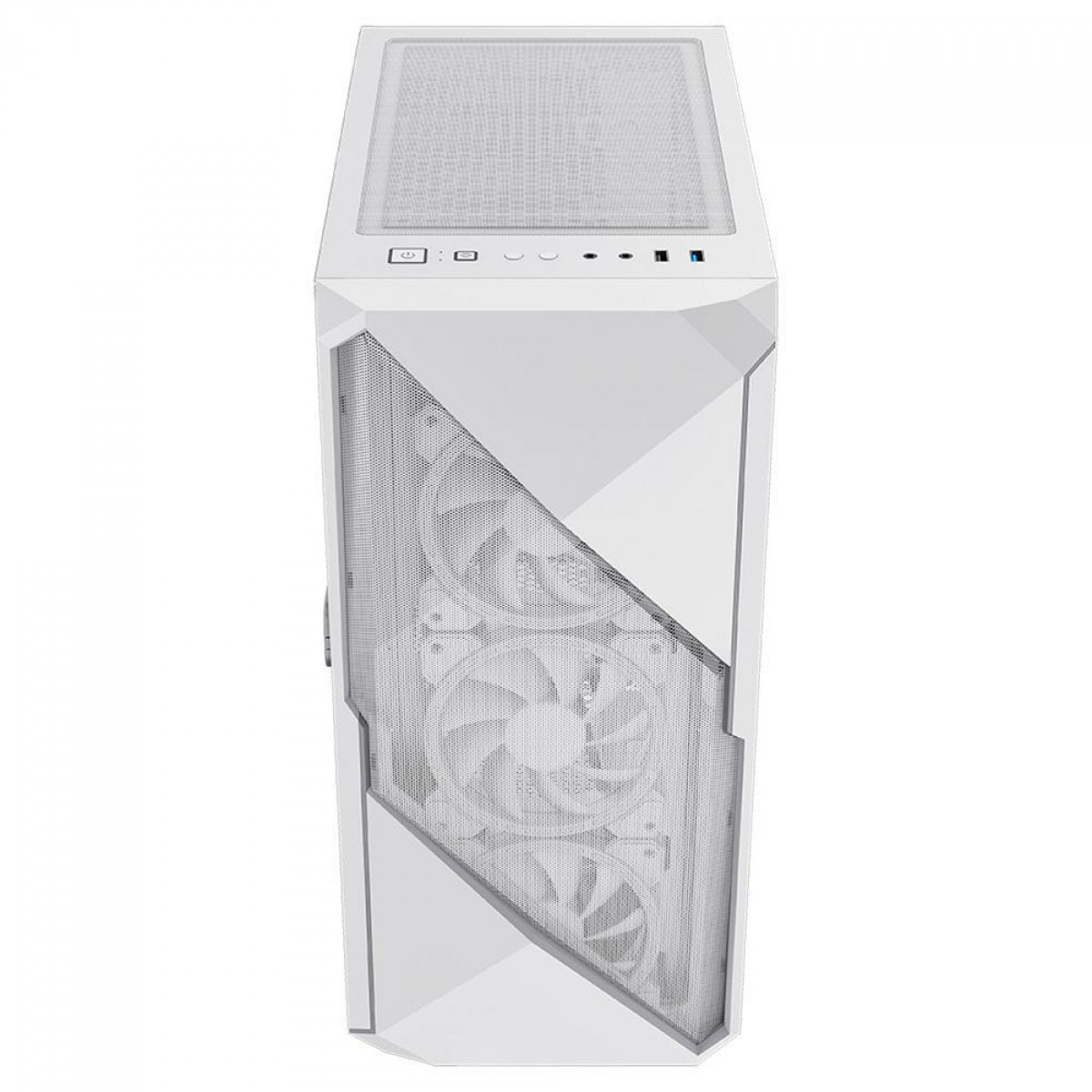 Gabinete Gamer Gamemax Revolt 3606, RGB, Mid Tower, Vidro Temperado, White, Sem Fonte, Com 3 Fans