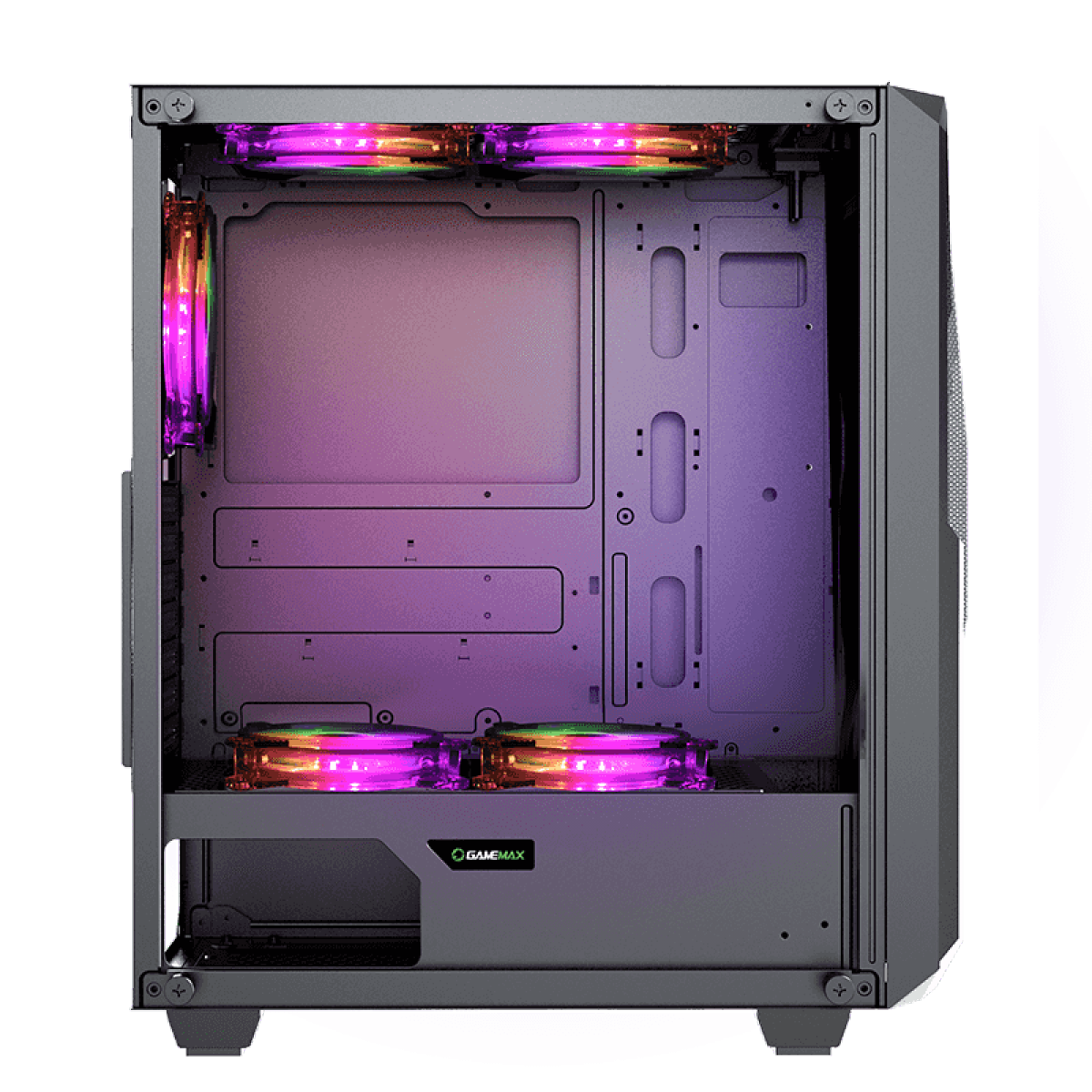 Gabinete Gamer Gamemax Revolt 3606, RGB, Mid Tower, Vidro Temperado, Black, Sem Fonte, Com 3 Fans