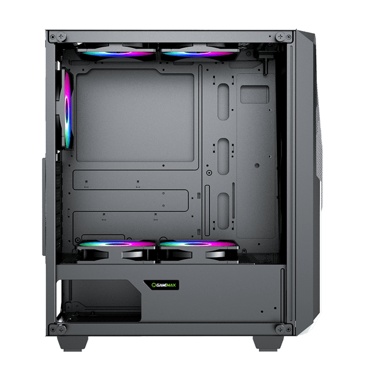 Gabinete Gamer Gamemax Revolt 3606, RGB, Mid Tower, Vidro Temperado, Black, Sem Fonte, Com 3 Fans