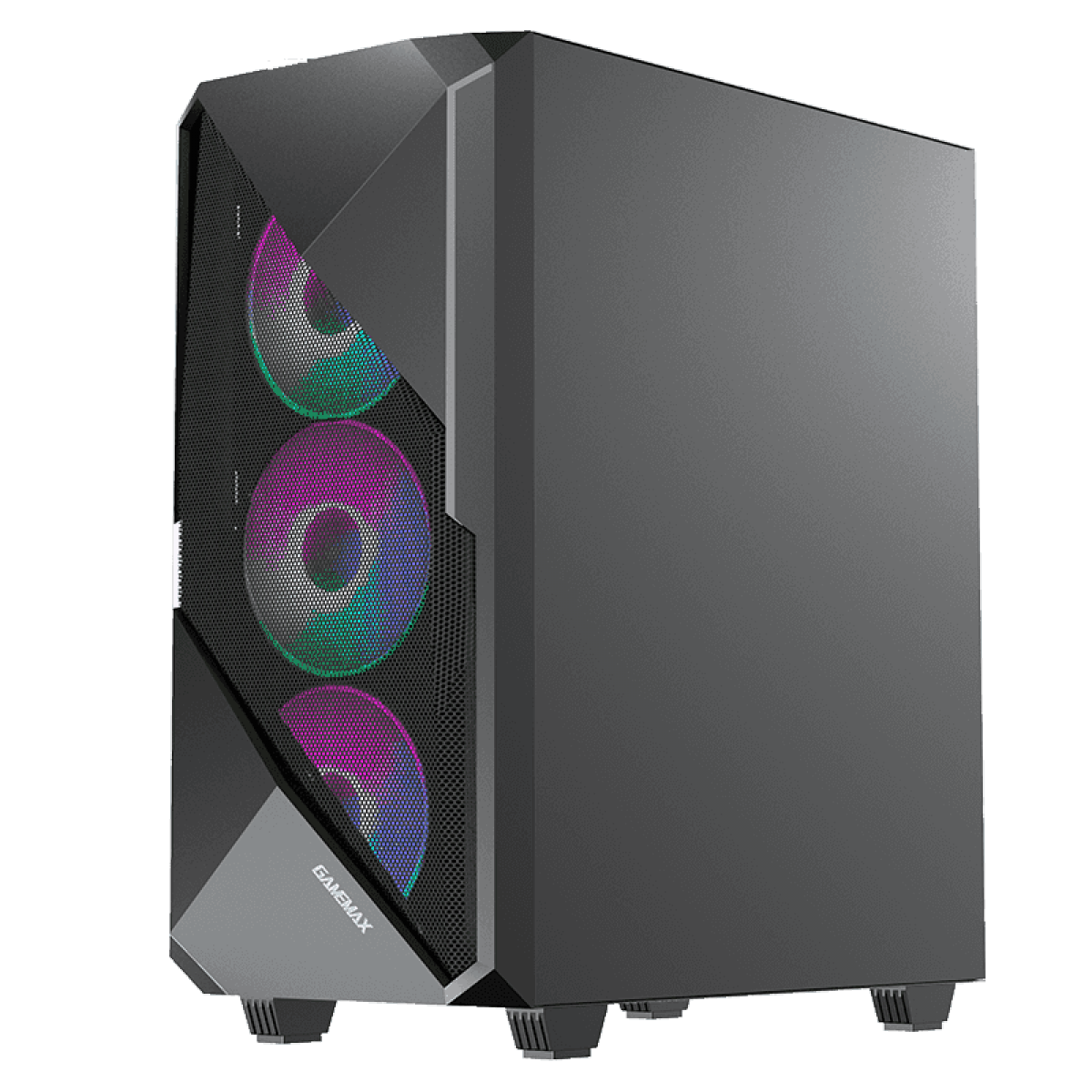 Gabinete Gamer Gamemax Revolt 3606, RGB, Mid Tower, Vidro Temperado, Black, Sem Fonte, Com 3 Fans