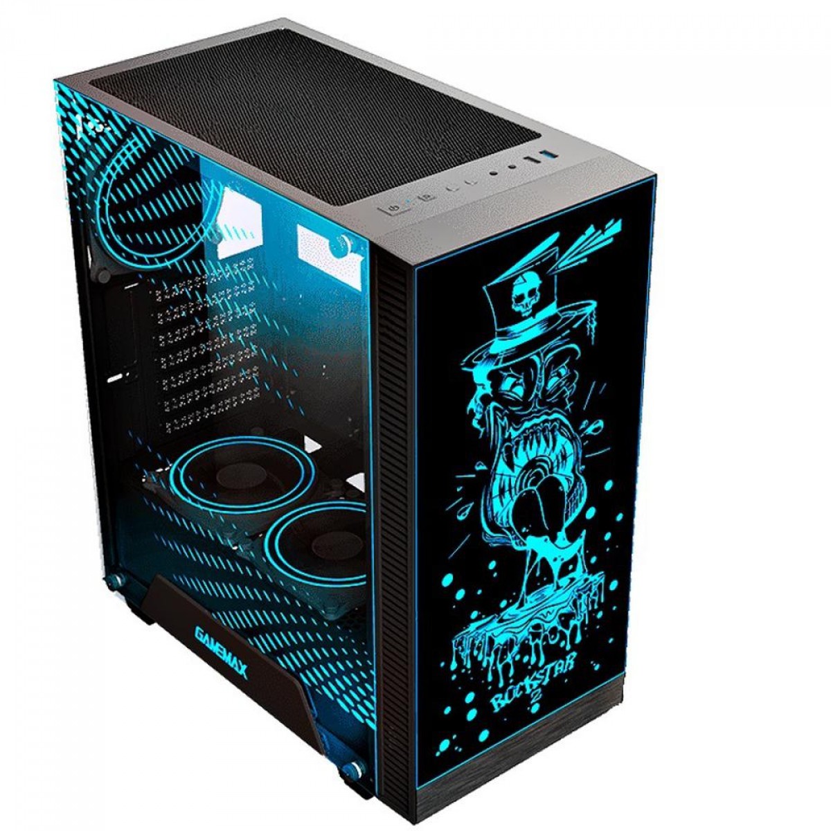 Gabinete Gamer Gamemax Rockstar 2, ARGB, Mid Tower, Vidro Temperado, Black, Sem Fonte, Com 1 Fan