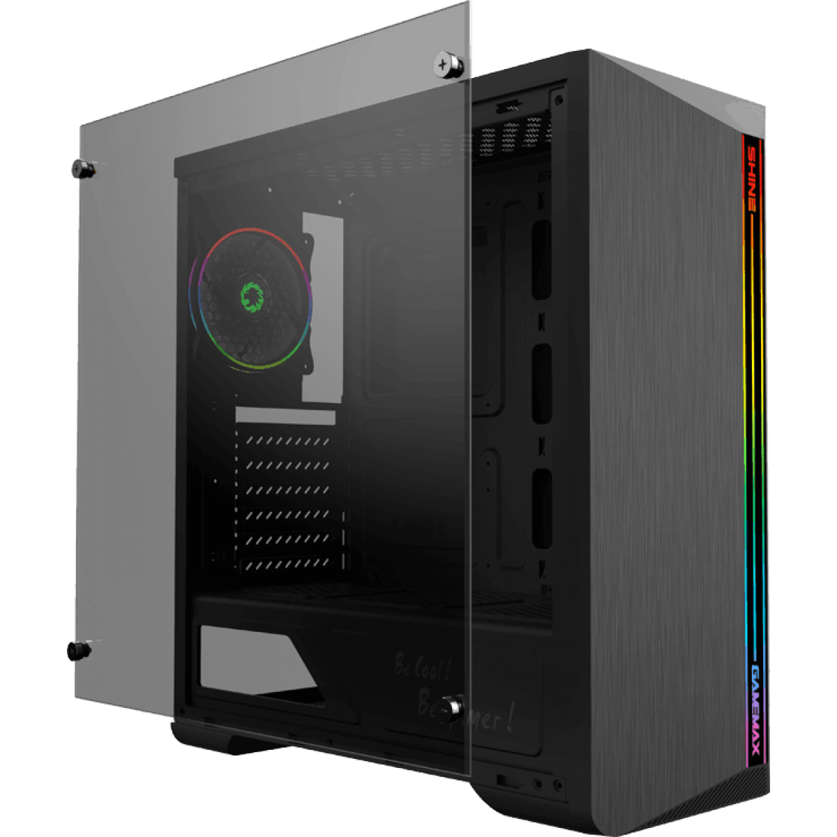 Gabinete Gamer Gamemax Shine G517, Mid Tower, Com 1 Fan, Vidro Temperado, Black, Sem Fonte