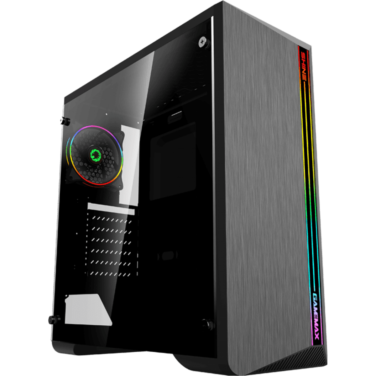 Gabinete Gamer Gamemax Shine G517, Mid Tower, Com 1 Fan, Vidro Temperado, Black, Sem Fonte