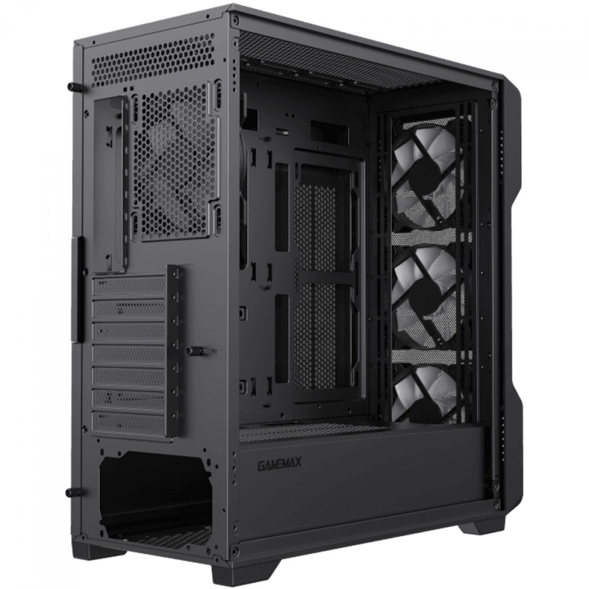 Gabinete Gamer Gamemax Siege Black, Mid Tower, EATX, Vidro Temperado, Preto, Sem Fonte, Sem Fan
