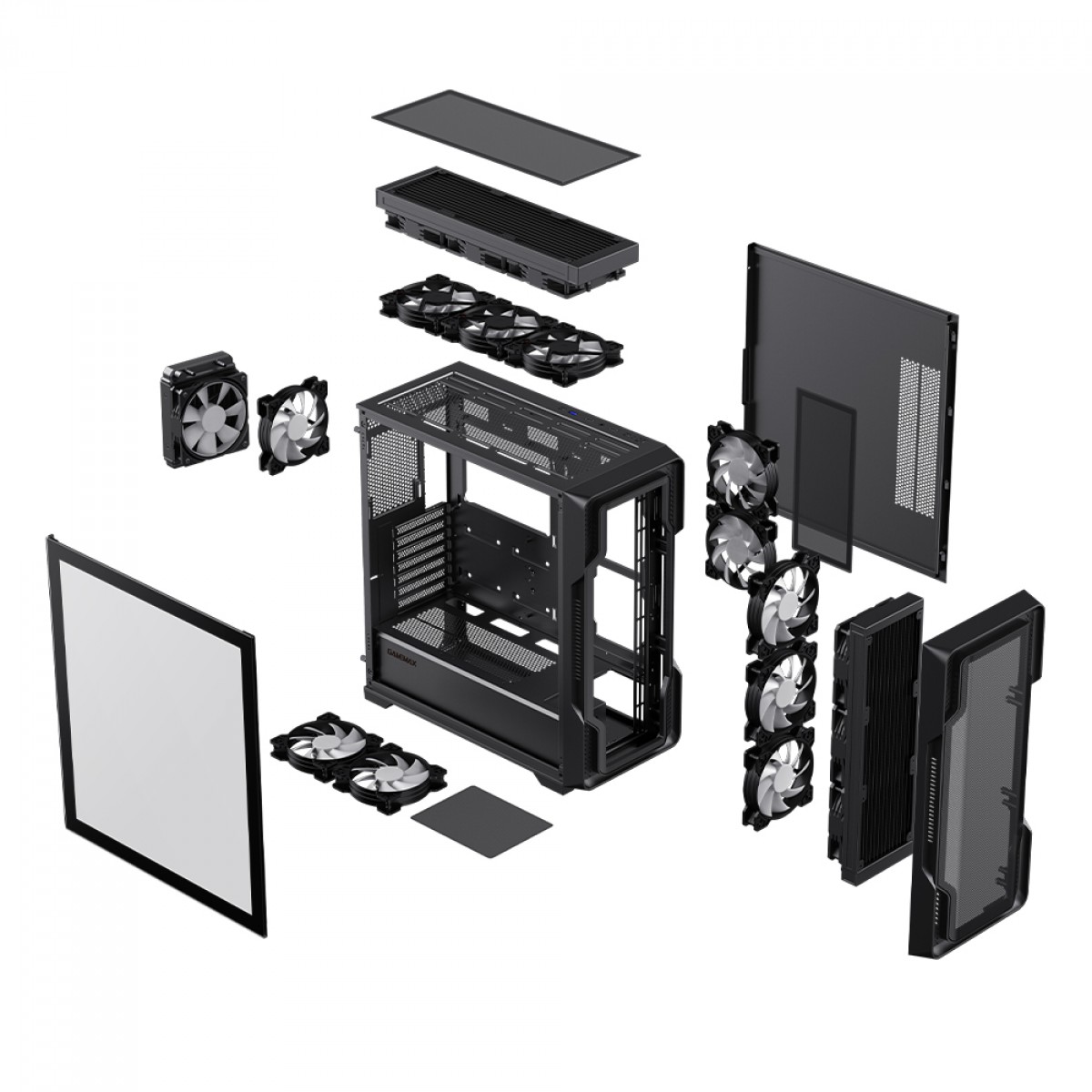 Gabinete Gamer Gamemax Siege Black, Mid Tower, EATX, Vidro Temperado, Preto, Sem Fonte, Sem Fan