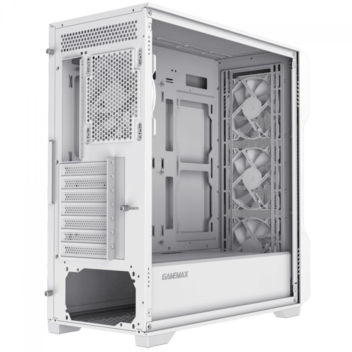 Gabinete Gamer Gamemax Siege White, Mid Tower, EATX, Vidro Temperado, Branco, Sem Fonte, Sem Fan