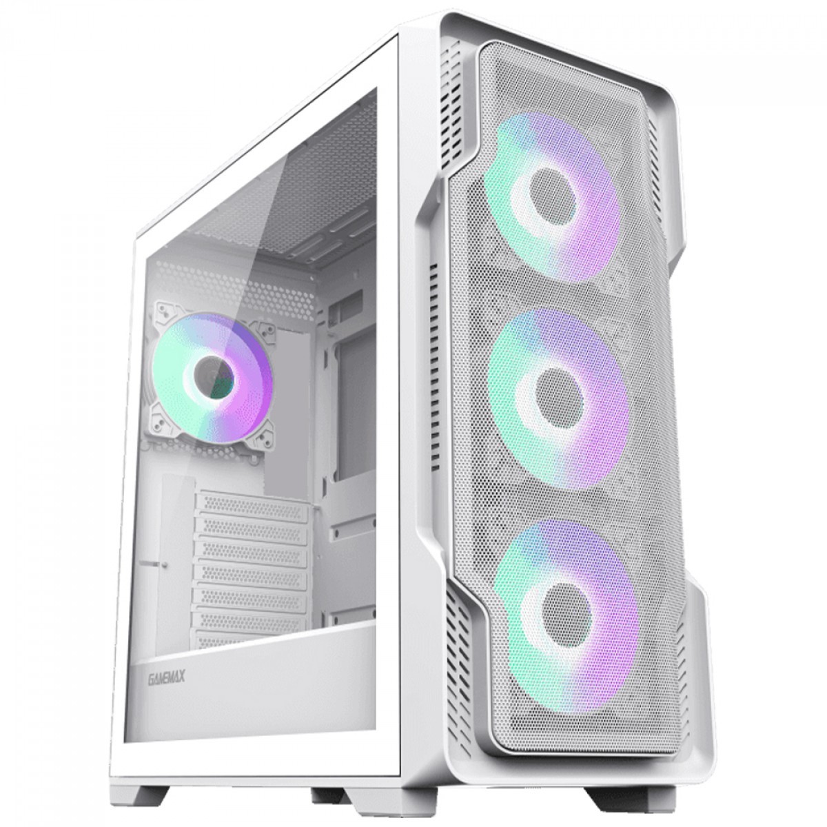 Gabinete Gamer Gamemax Siege White, Mid Tower, EATX, Vidro Temperado, Branco, Sem Fonte, Sem Fan