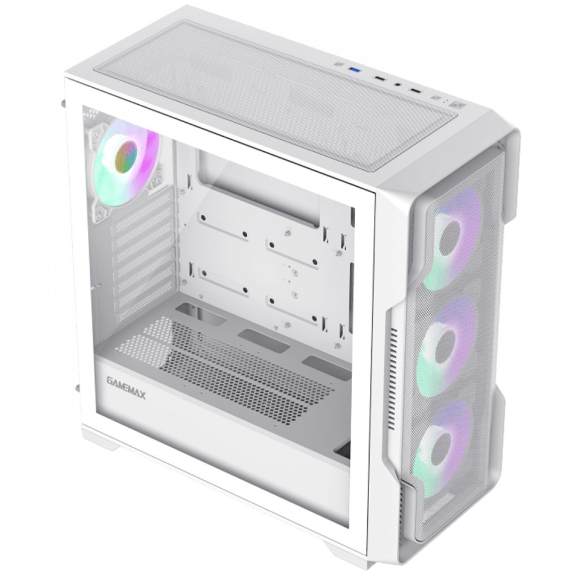Gabinete Gamer Gamemax Siege White, Mid Tower, EATX, Vidro Temperado, Branco, Sem Fonte, Sem Fan