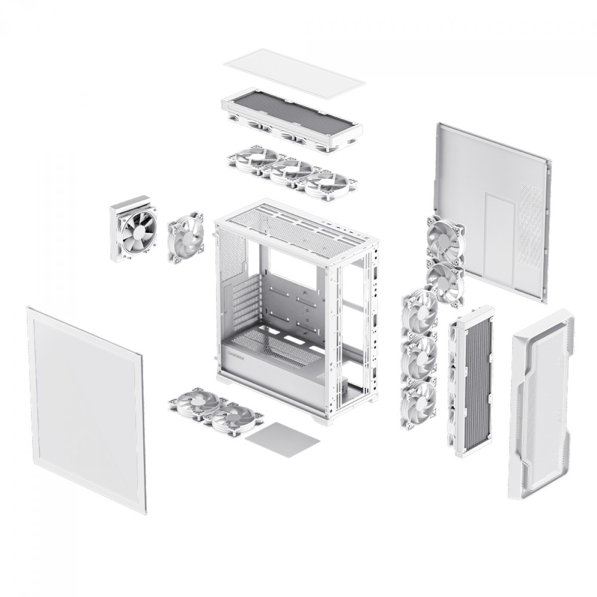 Gabinete Gamer Gamemax Siege White, Mid Tower, EATX, Vidro Temperado, Branco, Sem Fonte, Sem Fan