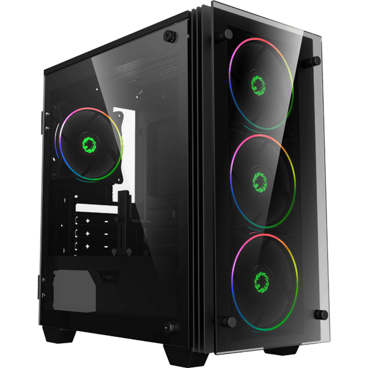 Gabinete Gamer Gamemax Stratos H609 ARGB, Mini Tower, Vidro Temperado, Black, Sem Fonte, Com 4 Fans, H609