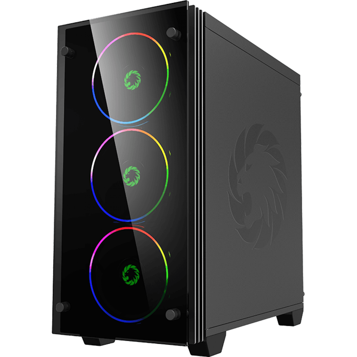 Gabinete Gamer Gamemax Stratos H609 ARGB, Mini Tower, Vidro Temperado, Black, Sem Fonte, Com 4 Fans, H609
