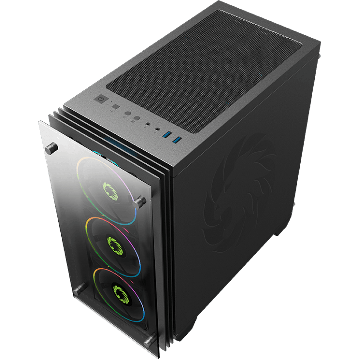 Gabinete Gamer Gamemax Stratos H609 ARGB, Mini Tower, Vidro Temperado, Black, Sem Fonte, Com 4 Fans, H609