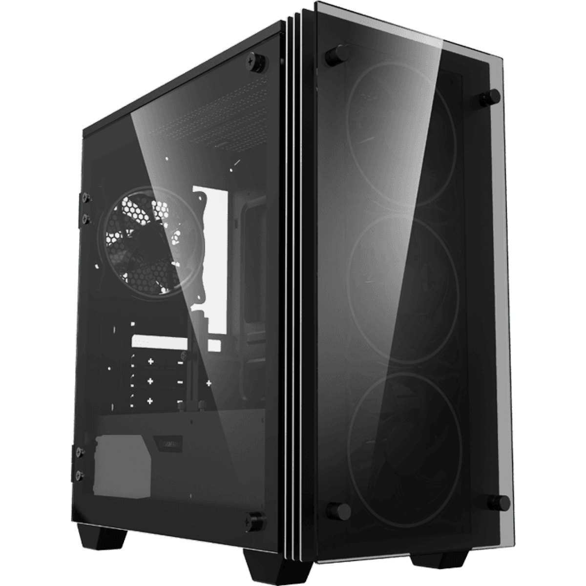 Gabinete Gamer Gamemax Stratos H609 ARGB, Mini Tower, Vidro Temperado, Black, Sem Fonte, Com 4 Fans, H609