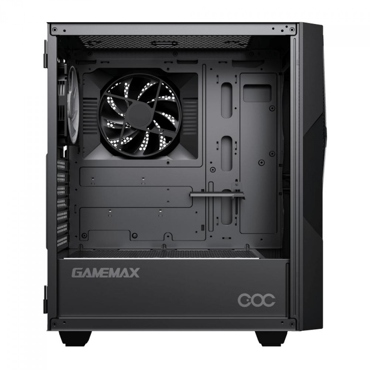 Gabinete Gamer Gamemax 3609BK, Typhoon, ARGB, Mid Tower, Vidro Temperado, Black, Sem Fonte, Com 2 Fans