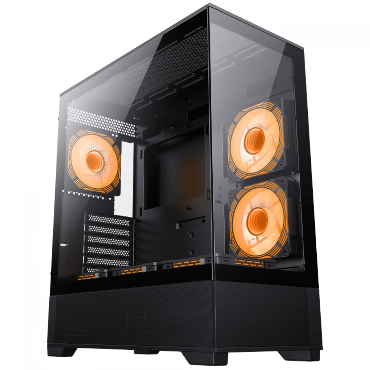 Gabinete Gamer Gamemax Vista Black, Mid Tower, ATX, Vidro Temperado, Preto, Sem Fonte, Sem Fans 