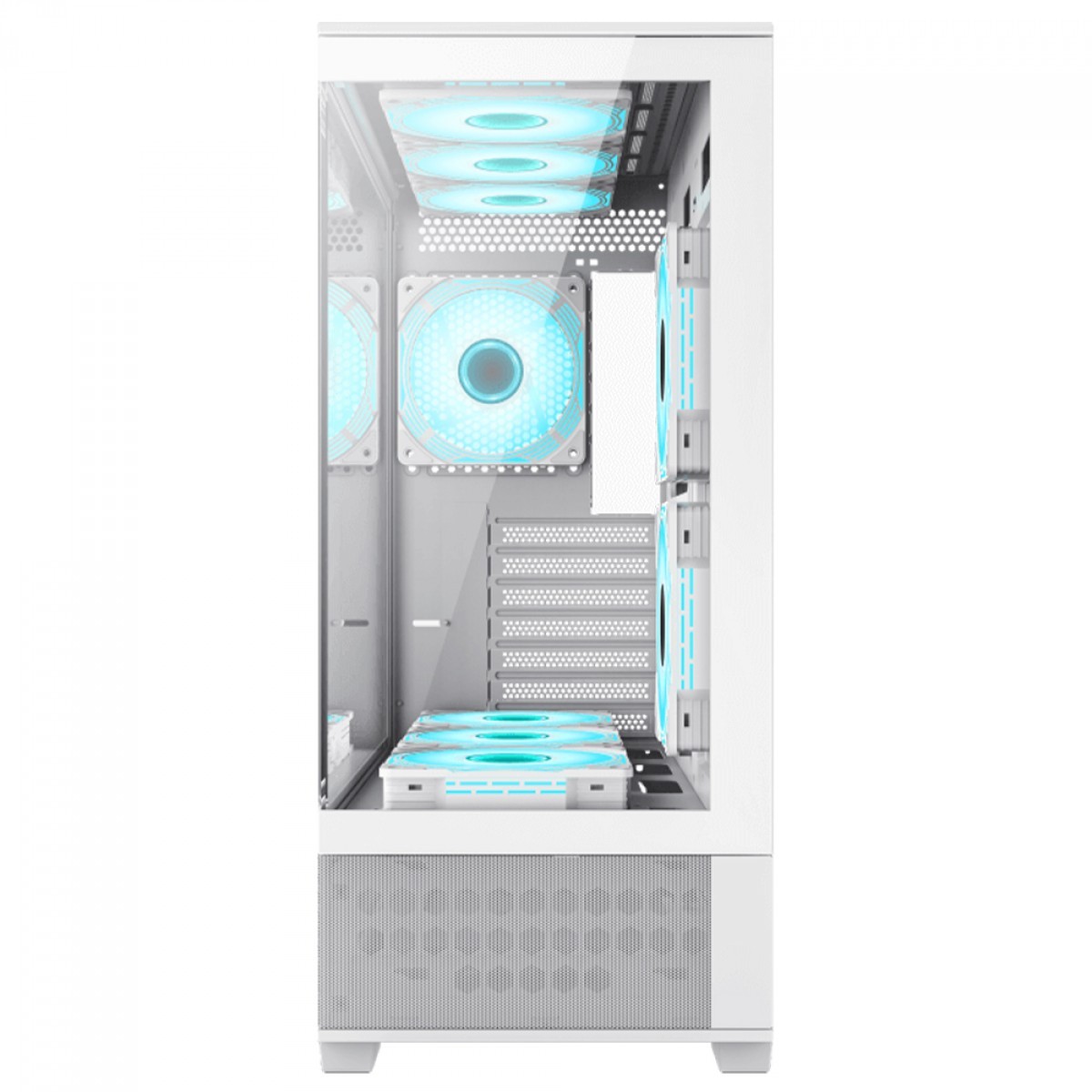 Gabinete Gamer Gamemax Vista White, Mid Tower, ATX, Vidro Temperado, Branco, Sem Fonte, Sem Fan