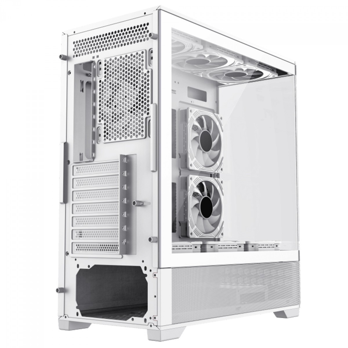 Gabinete Gamer Gamemax Vista White, Mid Tower, ATX, Vidro Temperado, Branco, Sem Fonte, Sem Fan