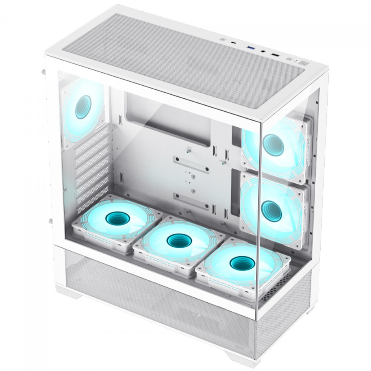 Gabinete Gamer Gamemax Vista White, Mid Tower, ATX, Vidro Temperado, Branco, Sem Fonte, Sem Fan