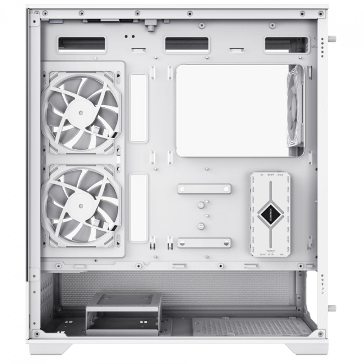 Gabinete Gamer Gamemax Vista White, Mid Tower, ATX, Vidro Temperado, Branco, Sem Fonte, Sem Fan