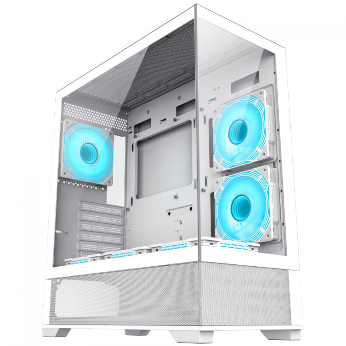 Gabinete Gamer Gamemax Vista White, Mid Tower, ATX, Vidro Temperado, Branco, Sem Fonte, Sem Fan