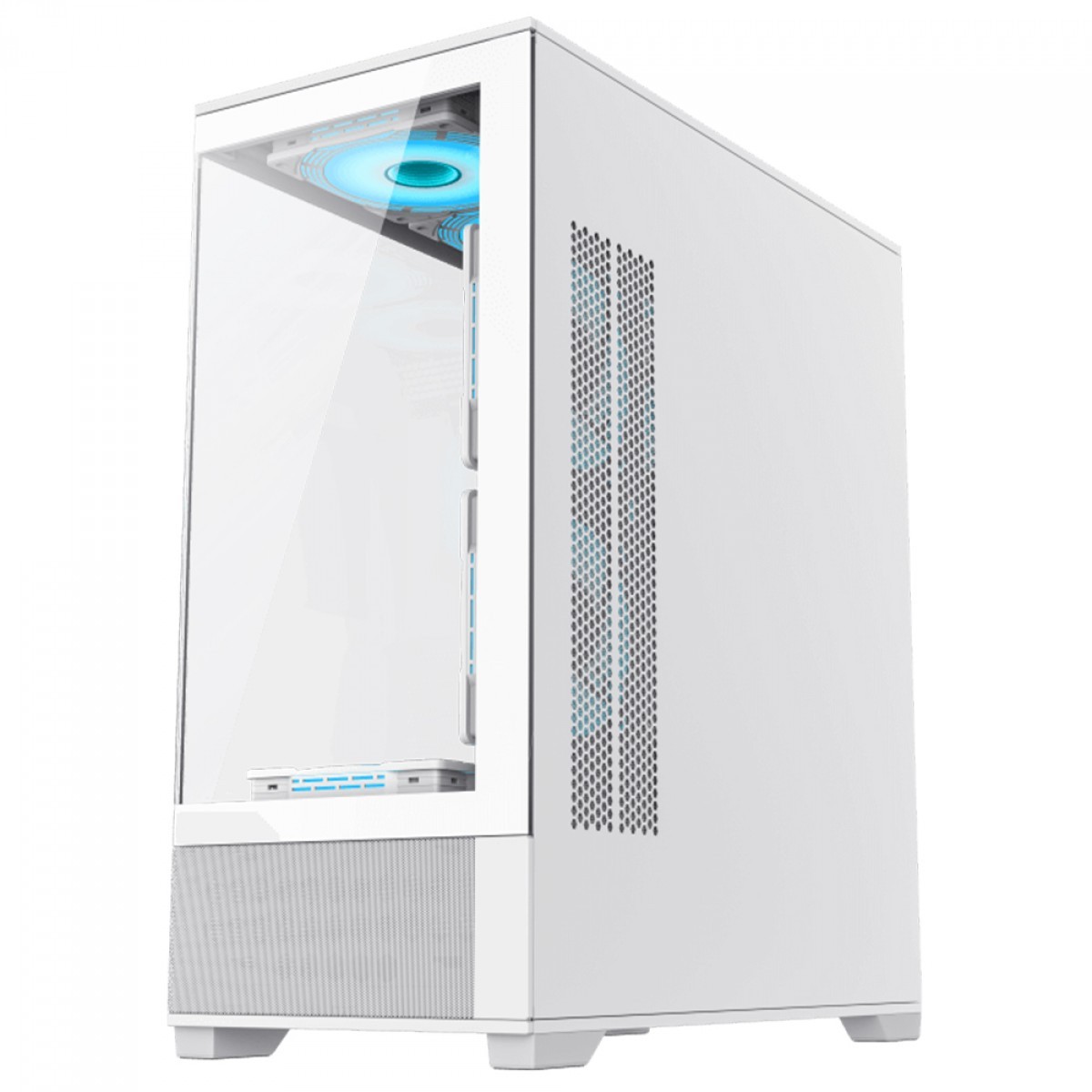 Gabinete Gamer Gamemax Vista White, Mid Tower, ATX, Vidro Temperado, Branco, Sem Fonte, Sem Fan