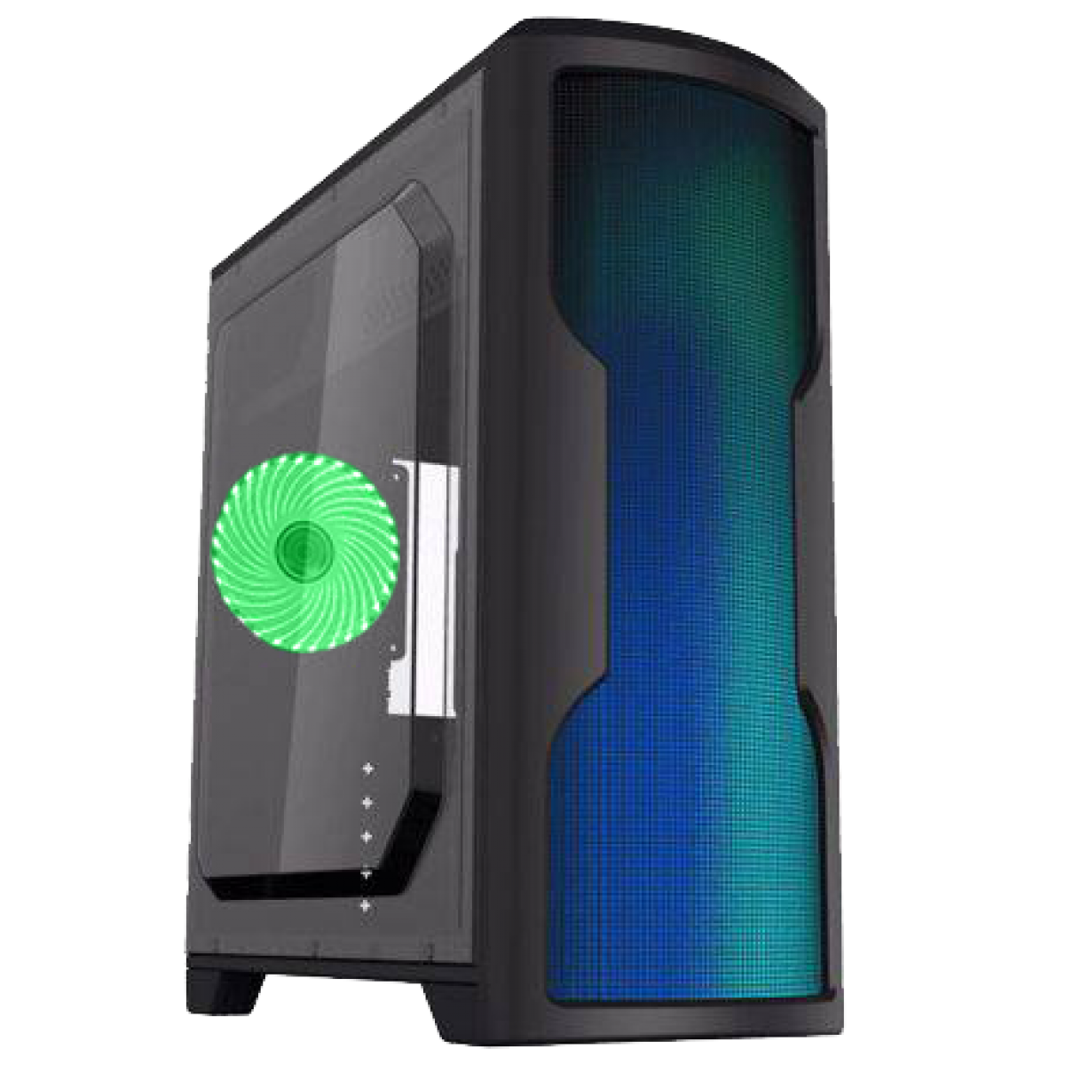 Gabinete Gamer Gamemax Wave G562W, Mid Tower, Com 1 Fan Green, Lateral em Acrílico, Black, Sem Fonte