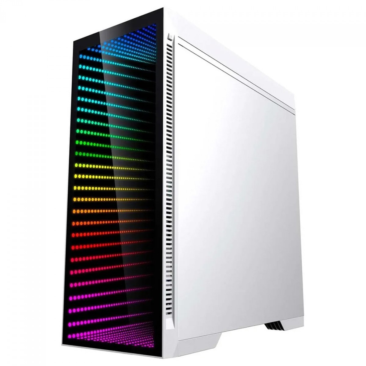 Gabinete Gamer Gamemax Infinit Abyss M908 TR, ARGB, Mid Tower, Vidro Temperado, E-ATX, White, Sem Fonte, Com 1 Fan  